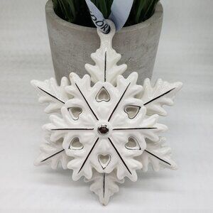 Pandora 2015 White Silver Hearts 3D Snowflake Ornament in Original Box